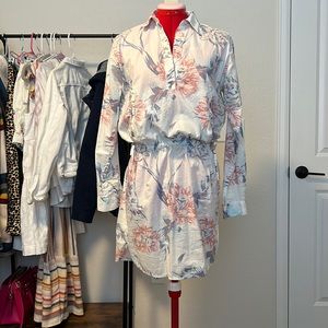 GAP Floral Shirt Dress w/ side ties and pockets XS